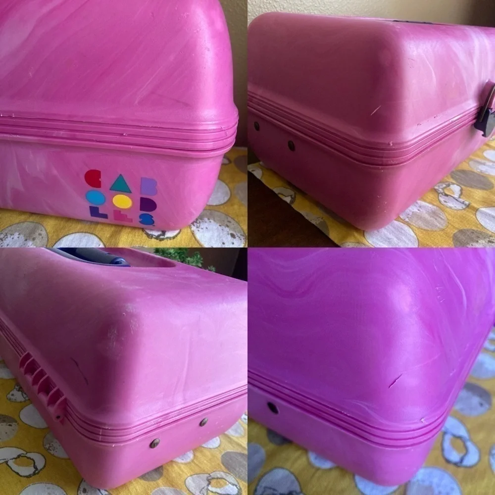 Vintage Caboodles hot pink and purple 2 tier convertible makeup case
